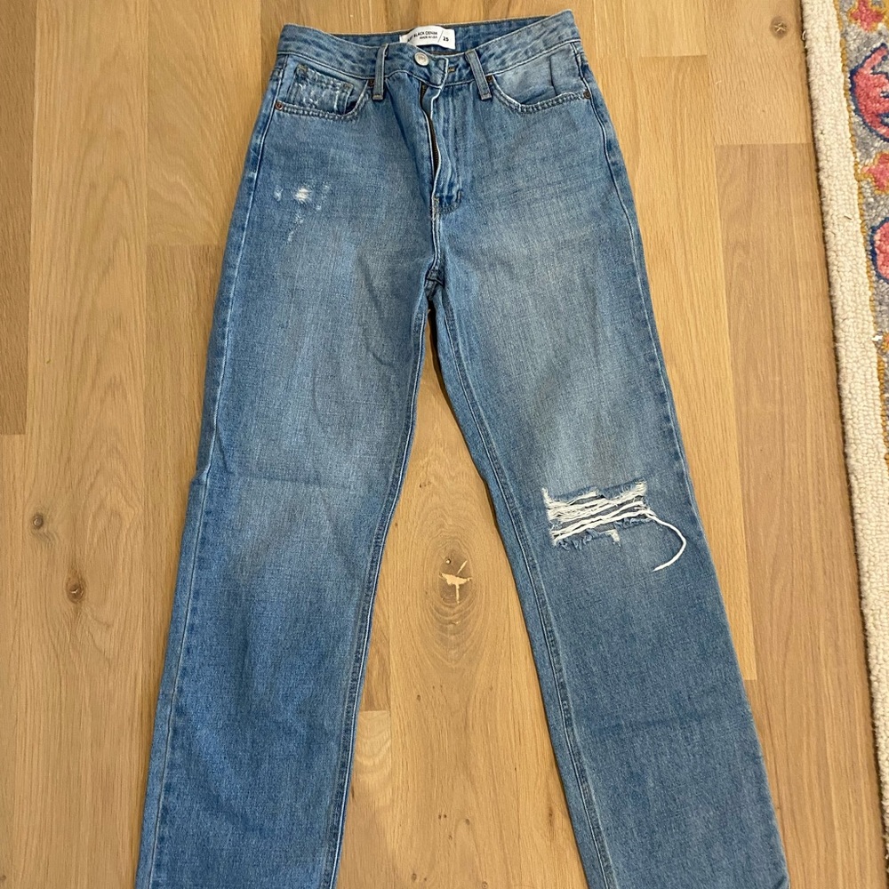 Ripped straight leg jeans